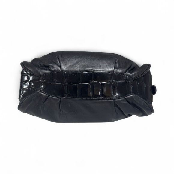 BRACCIALINI BLACK LEATHER BAG WITH FLORAL EMBELLISHMENT WOMAN - Picture 6 of 11